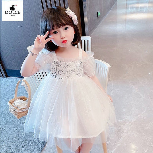 Bling bling white princess dress