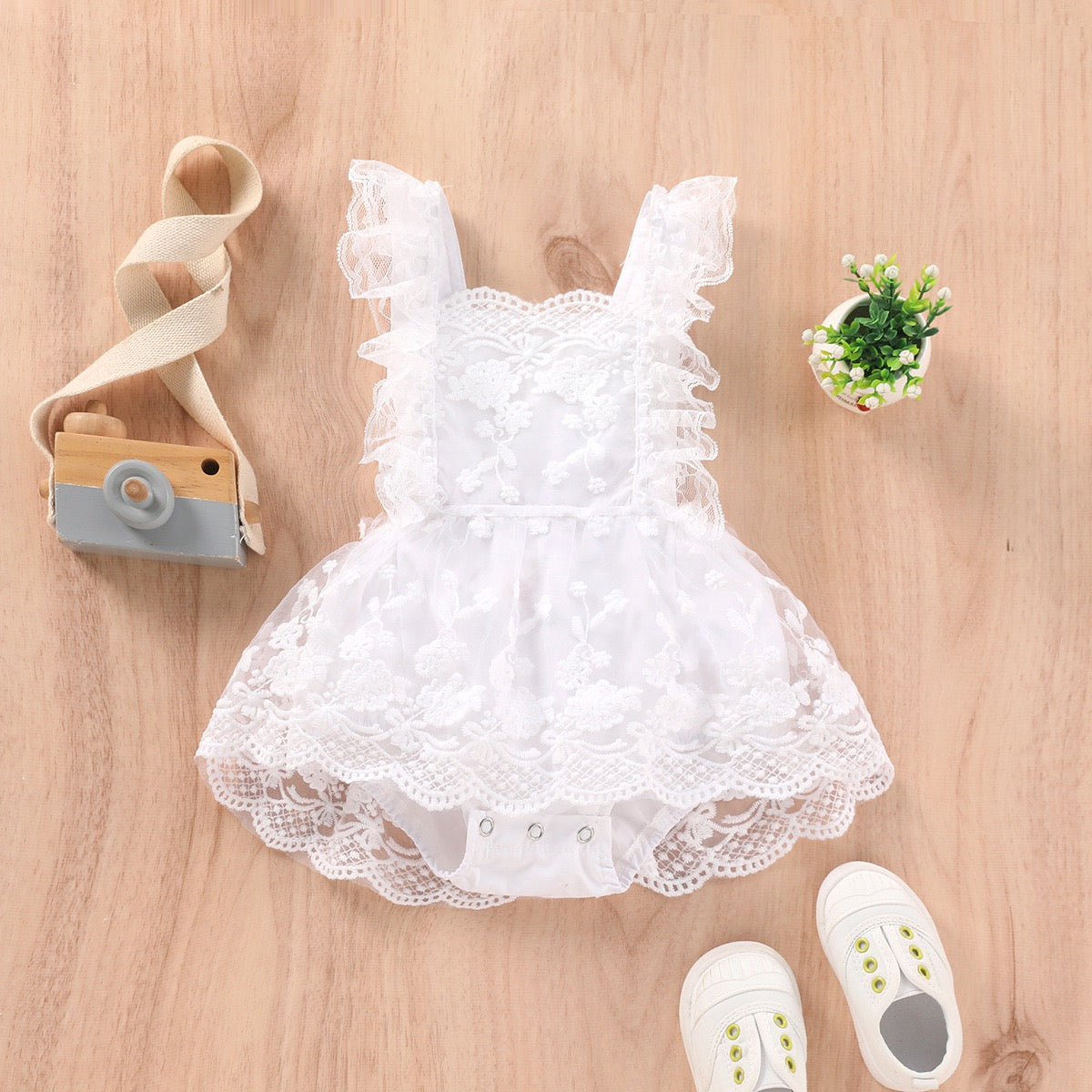 Cute Baby Girl Lace Romper Dress Backless Boho White