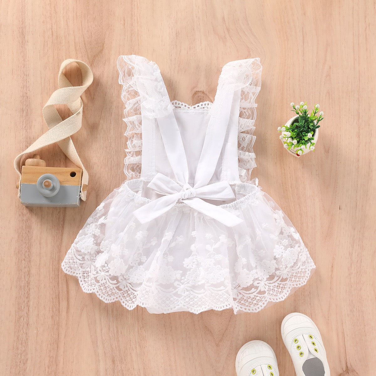 Cute Baby Girl Lace Romper Dress Backless Boho White