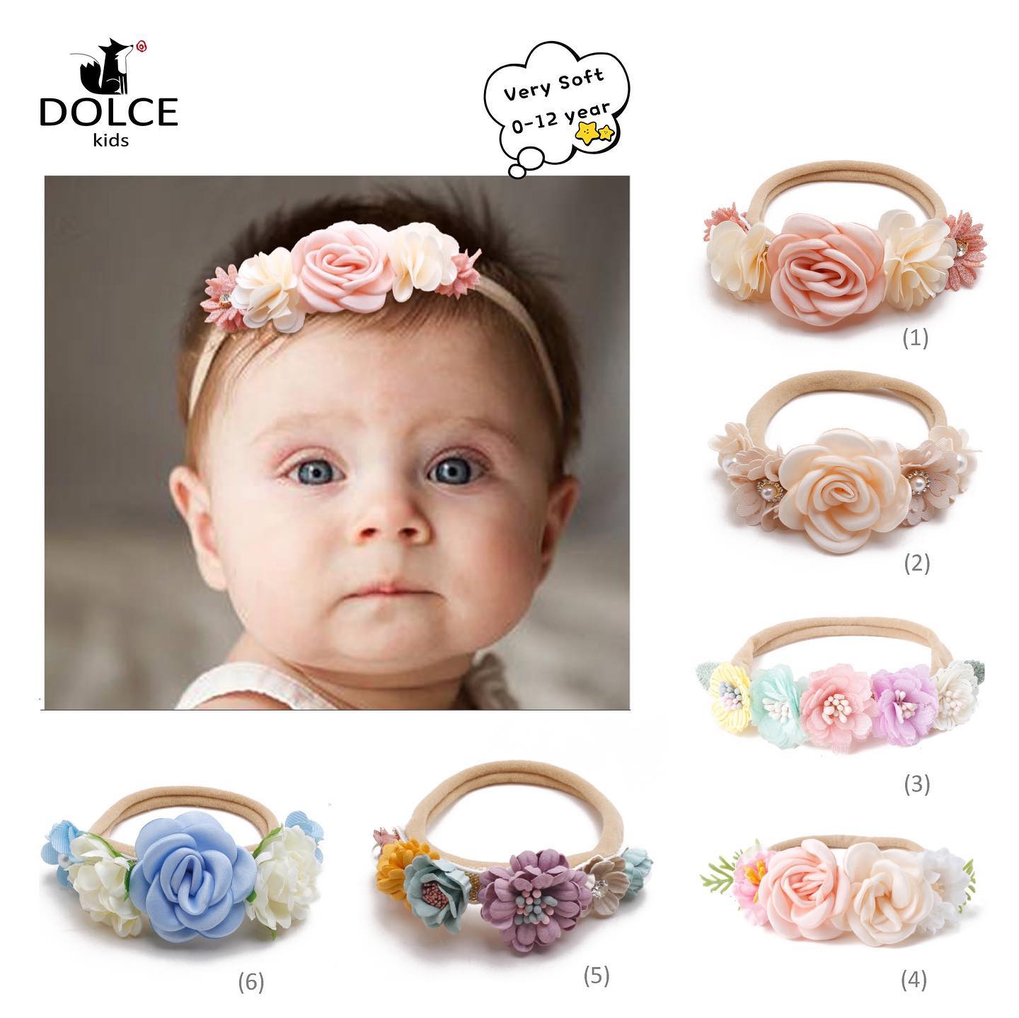 nylon flower headband very soft