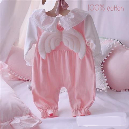 Baby long sleeve jumpsuit with angel wings