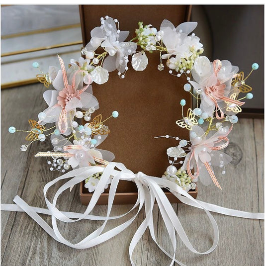 Headpiece with butterfly and flowers