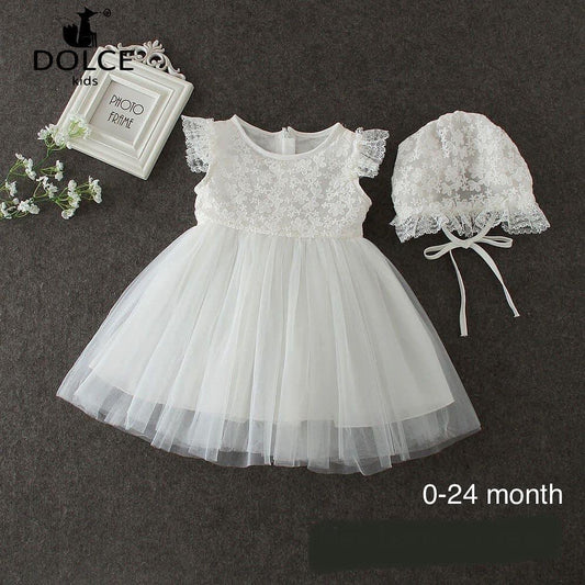 2 piece set baby Lace dress + hat